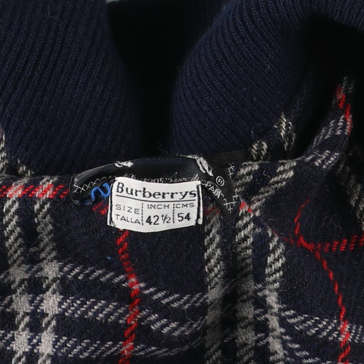 Burberry's wool blouson, men's size L unclear navy blue type Vintage Second Hand