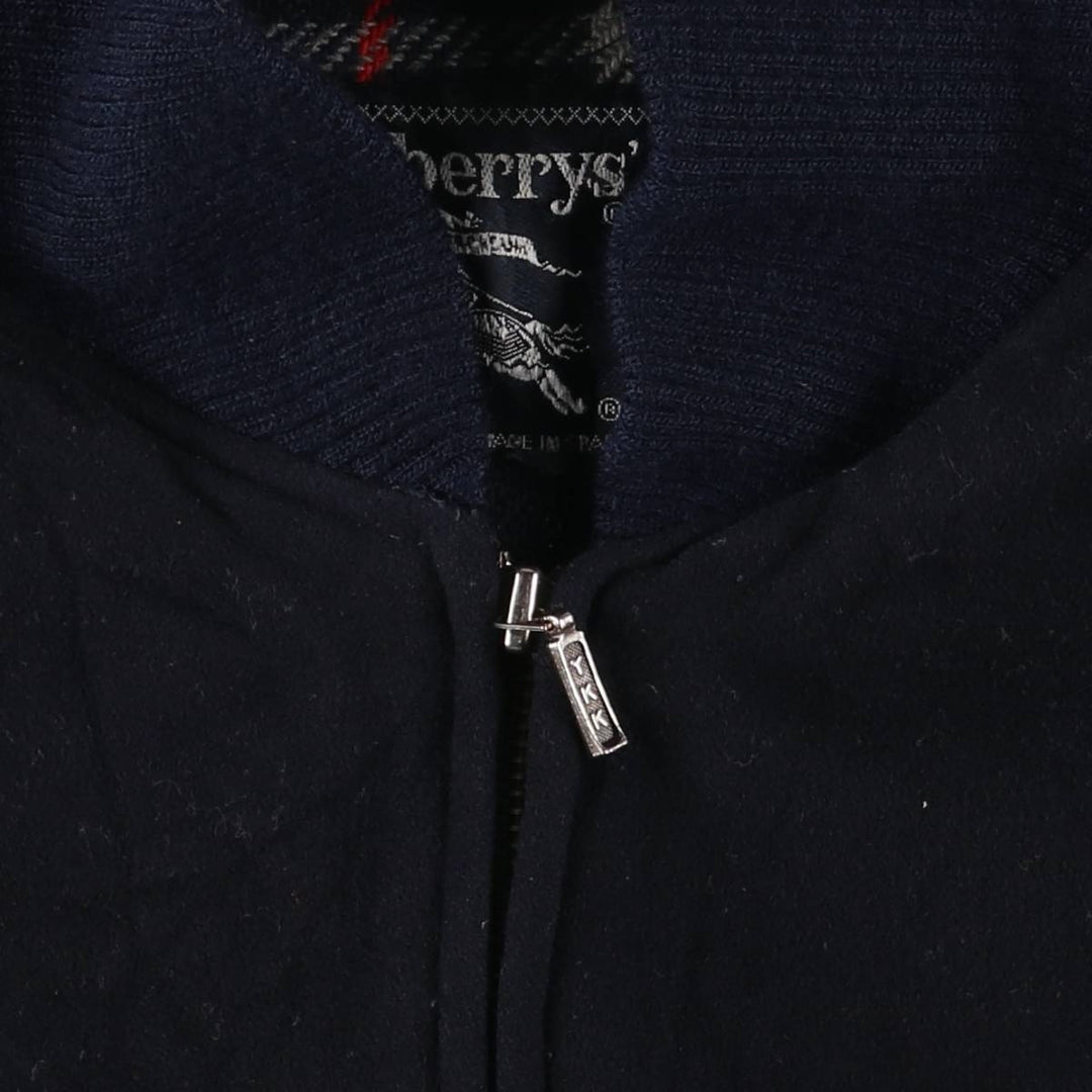 Burberry's wool blouson, men's size L unclear navy blue type Vintage Second Hand