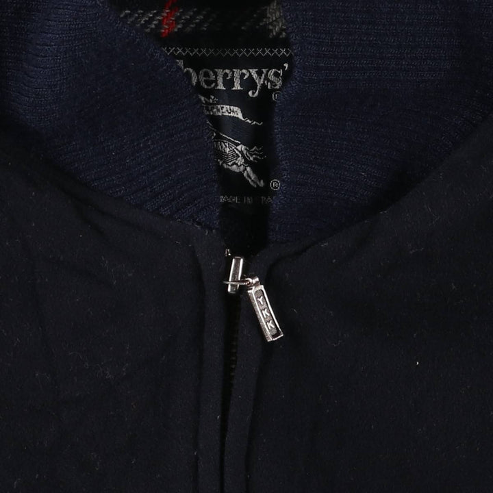 Burberry's wool blouson, men's size L unclear navy blue type Vintage Second Hand