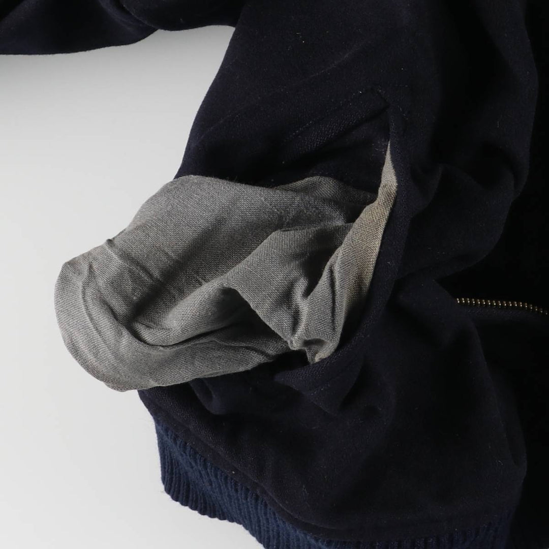 Burberry's wool blouson, men's size L unclear navy blue type Vintage Second Hand