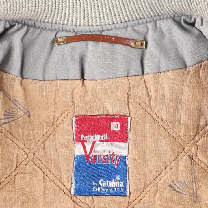 Vintage 1970'S Catalina Varsity Padded Derby Jacket with Cup Shoulder Strap, Men's Size XS unclear gray type Vintage Second Hand