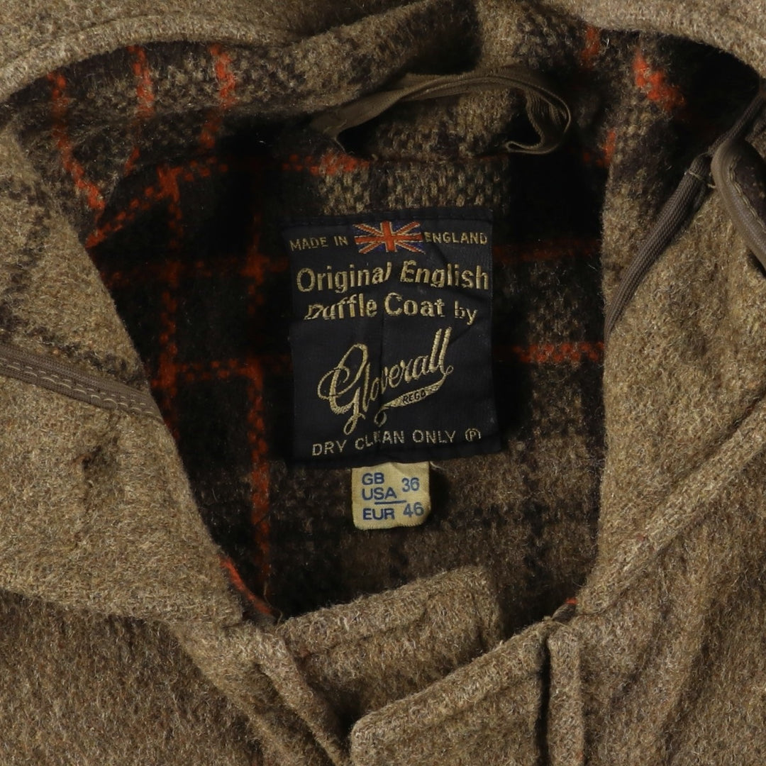 Vintage 1970'S Gloverall duffle coat, made in England, size small, men's wool brown type Vintage Second Hand