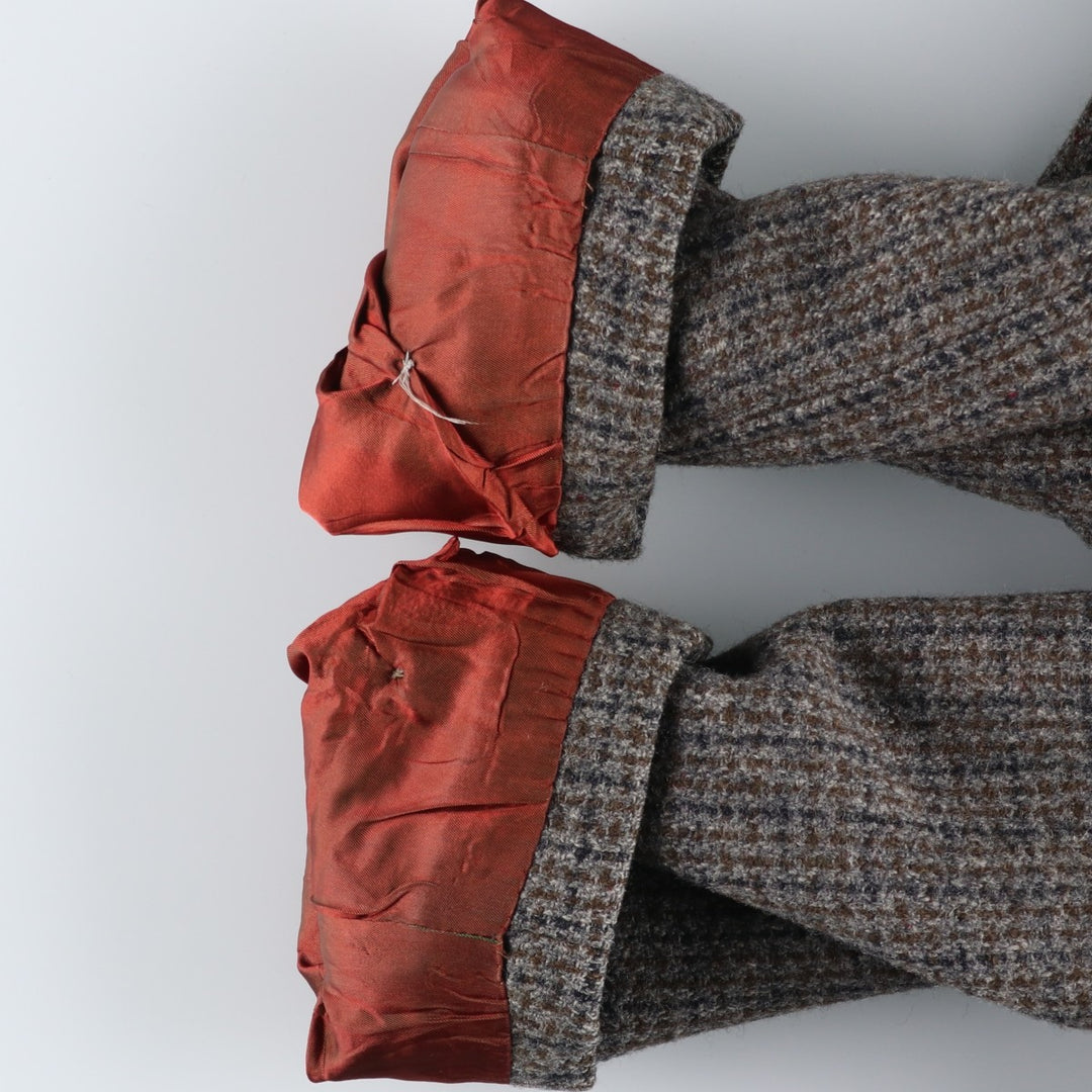 Vintage Harris Tweed Check Pattern Wool Long Coat, Men's Size L wool gray type Vintage Second Hand