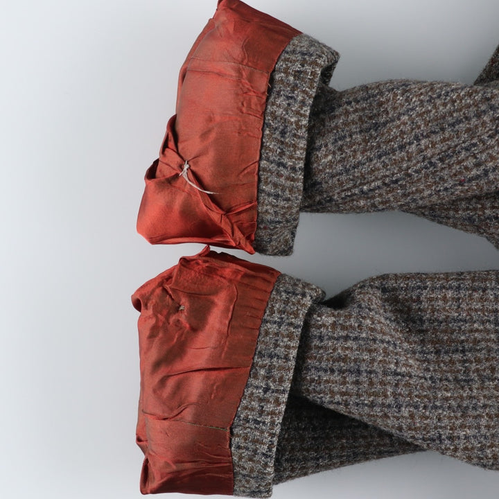 Vintage Harris Tweed Check Pattern Wool Long Coat, Men's Size L wool gray type Vintage Second Hand