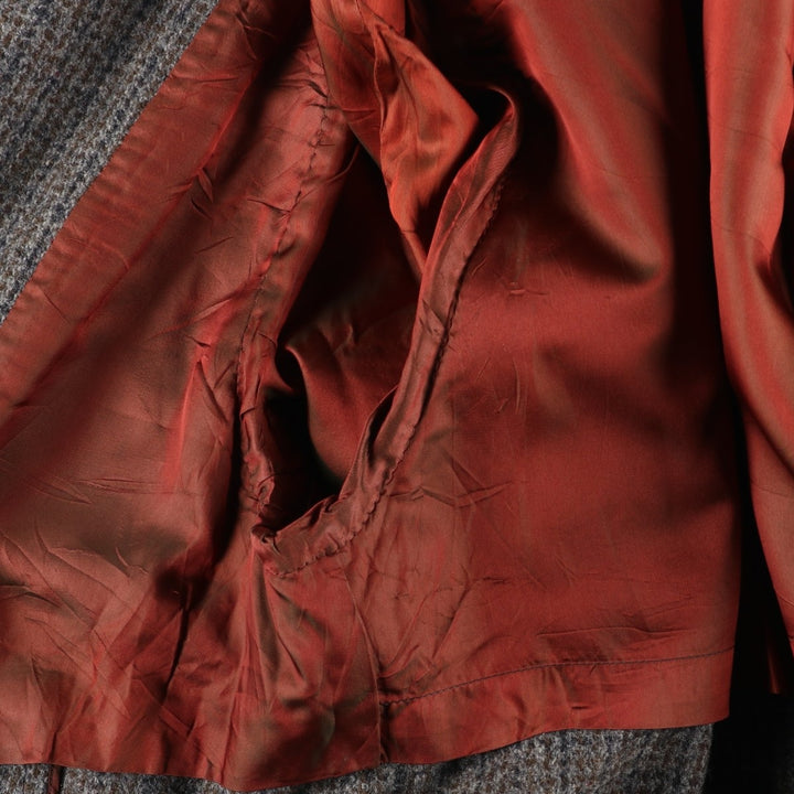 Vintage Harris Tweed Check Pattern Wool Long Coat, Men's Size L wool gray type Vintage Second Hand