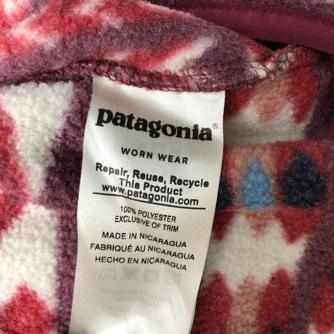 Patagonia Synchilla Snap-on T-shirt (25455FA18) - All-over print, half-snap fleece pullover, men's size M polyester red type Vintage Second Hand