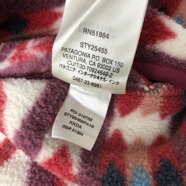 Patagonia Synchilla Snap-on T-shirt (25455FA18) - All-over print, half-snap fleece pullover, men's size M polyester red type Vintage Second Hand