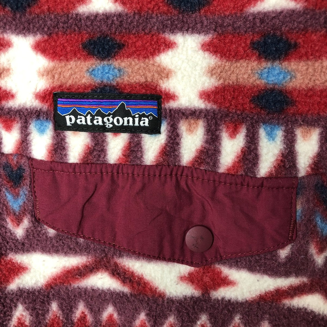 Patagonia Synchilla Snap-on T-shirt (25455FA18) - All-over print, half-snap fleece pullover, men's size M polyester red type Vintage Second Hand