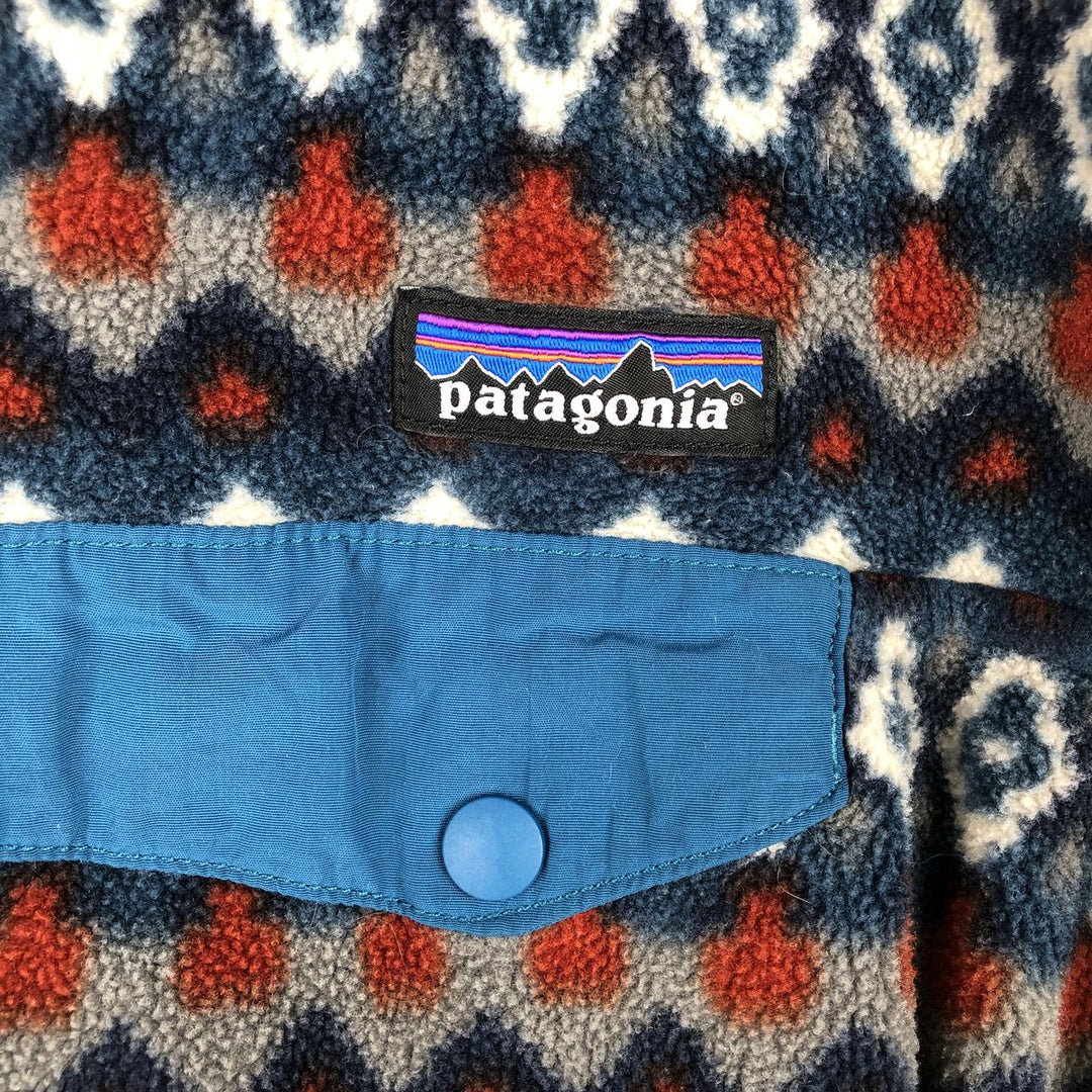 Patagonia Synchilla Snap-T 25450FA15 Native Pattern Half-Snap Fleece Pullover, Men's Medium polyester navy blue type Vintage Second Hand
