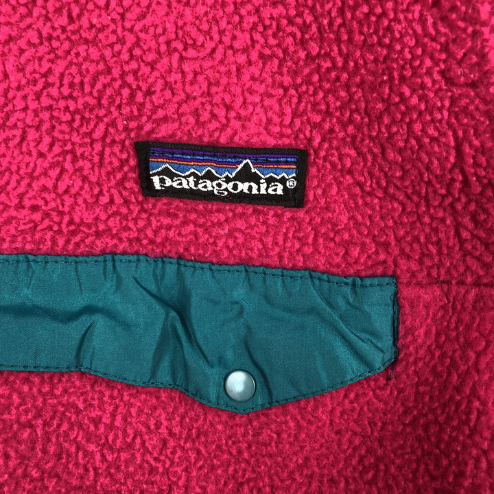 1980'S Patagonia SYNCHILLA Snap-T Shirt (25520F9) - Half-Snap Fleece Pullover, Made in USA, Men's Size L polyester pink type Vintage Second Hand