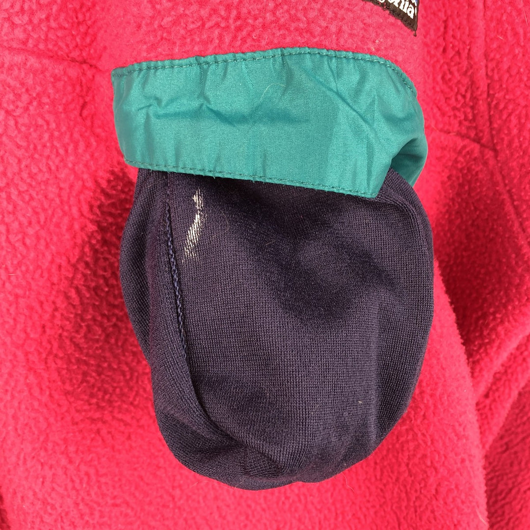 1980'S Patagonia SYNCHILLA Snap-T Shirt (25520F9) - Half-Snap Fleece Pullover, Made in USA, Men's Size L polyester pink type Vintage Second Hand