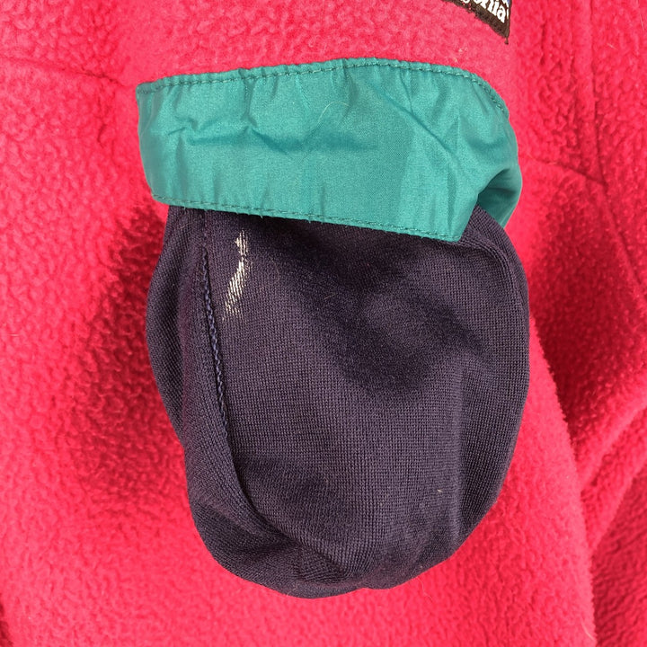 1980'S Patagonia SYNCHILLA Snap-T Shirt (25520F9) - Half-Snap Fleece Pullover, Made in USA, Men's Size L polyester pink type Vintage Second Hand