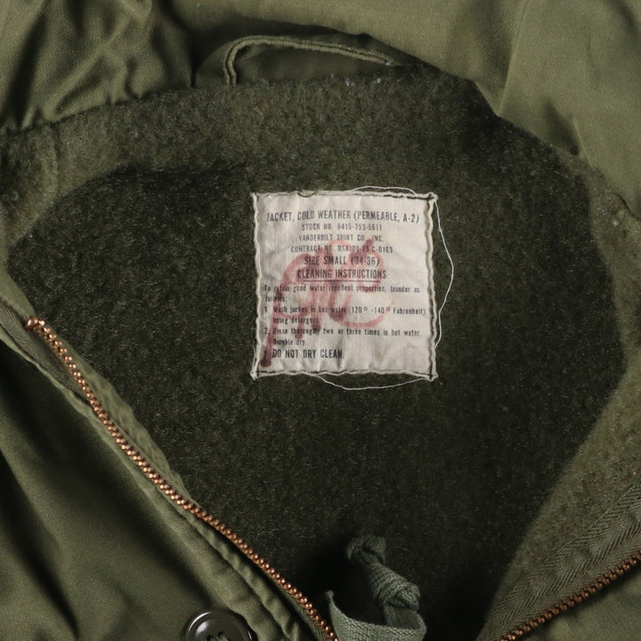 1970'S US Military A-2 Deck Jacket, Made in USA, Small (34-36), Men's Size Small, Vintage unclear Khaki type Vintage Second Hand