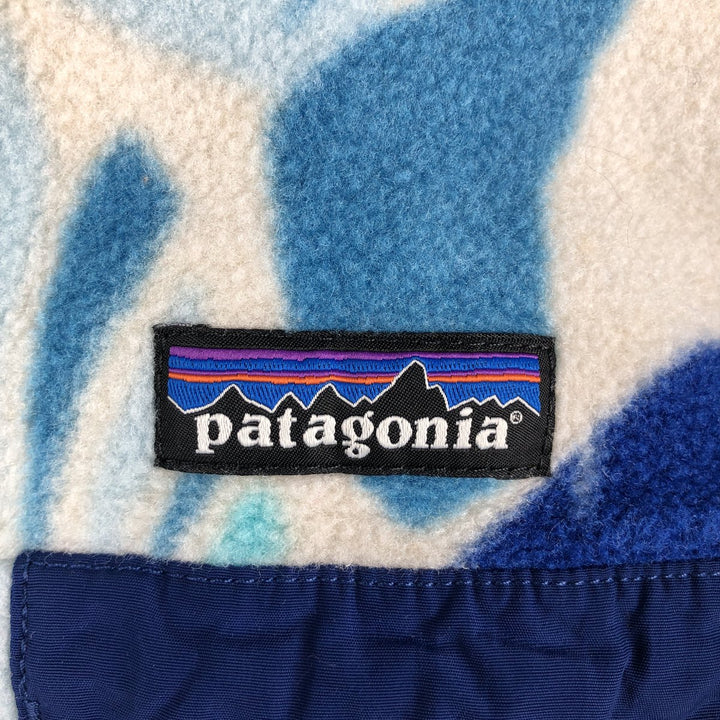Patagonia Lightweight Synchilla Snap Tee 25455SP16, All-Over Print Half-Snap Fleece Pullover, Women's Size Small polyester white type Vintage Second Hand