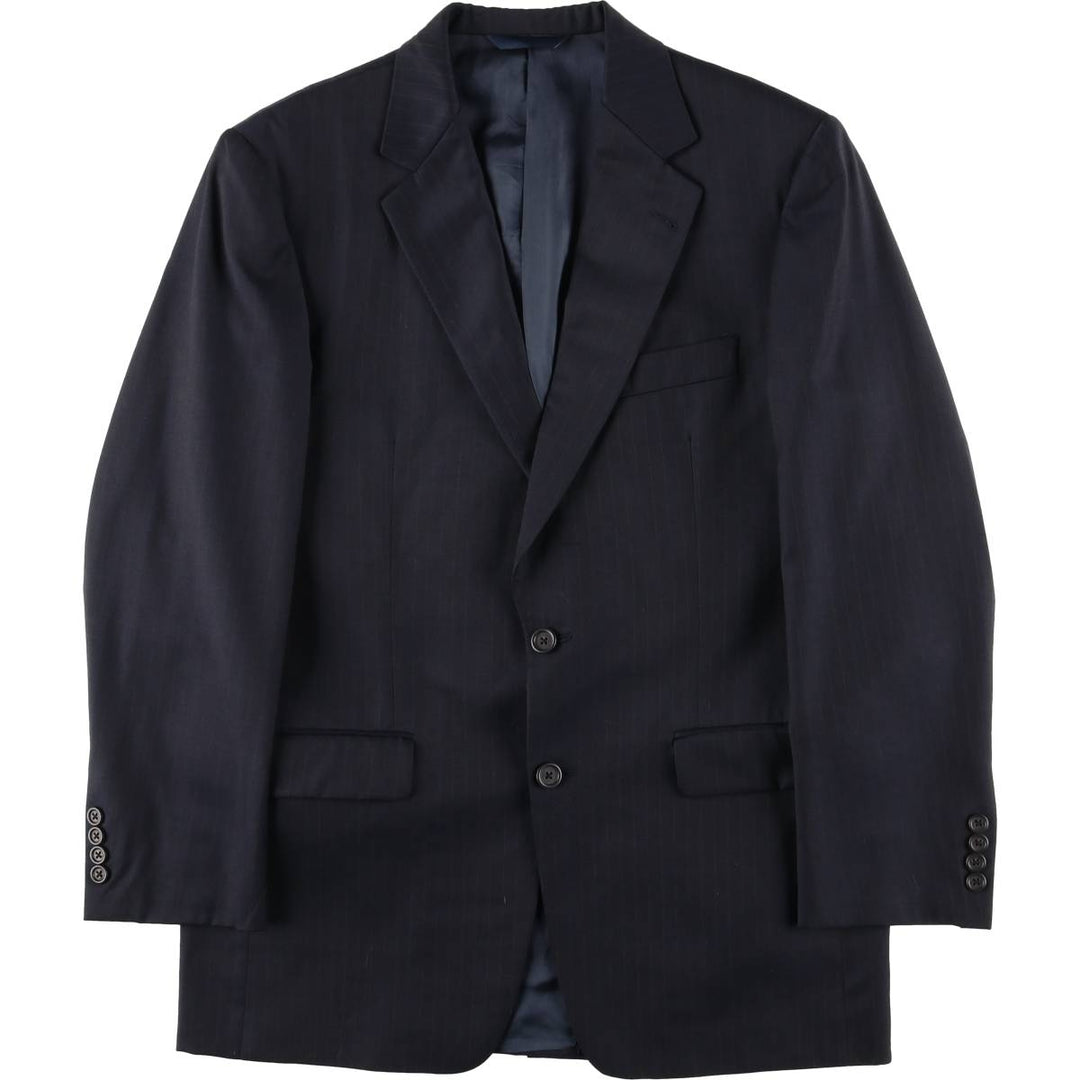 Burberry's BURBERRY LONDON Stripe Pattern Wool Tailored Jacket, Made in USA, Men's Size M (approx.) wool navy blue type Vintage Second Hand