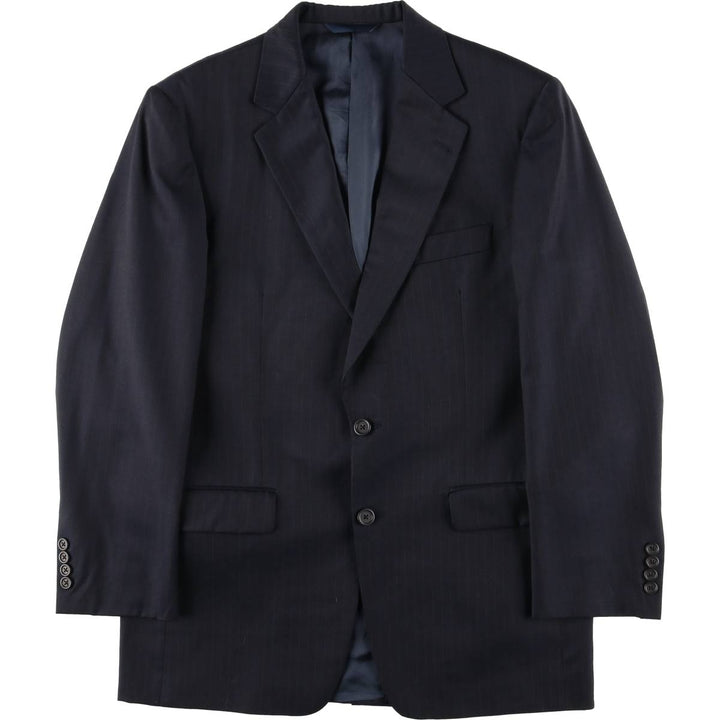 Burberry's BURBERRY LONDON Stripe Pattern Wool Tailored Jacket, Made in USA, Men's Size M (approx.) wool navy blue type Vintage Second Hand
