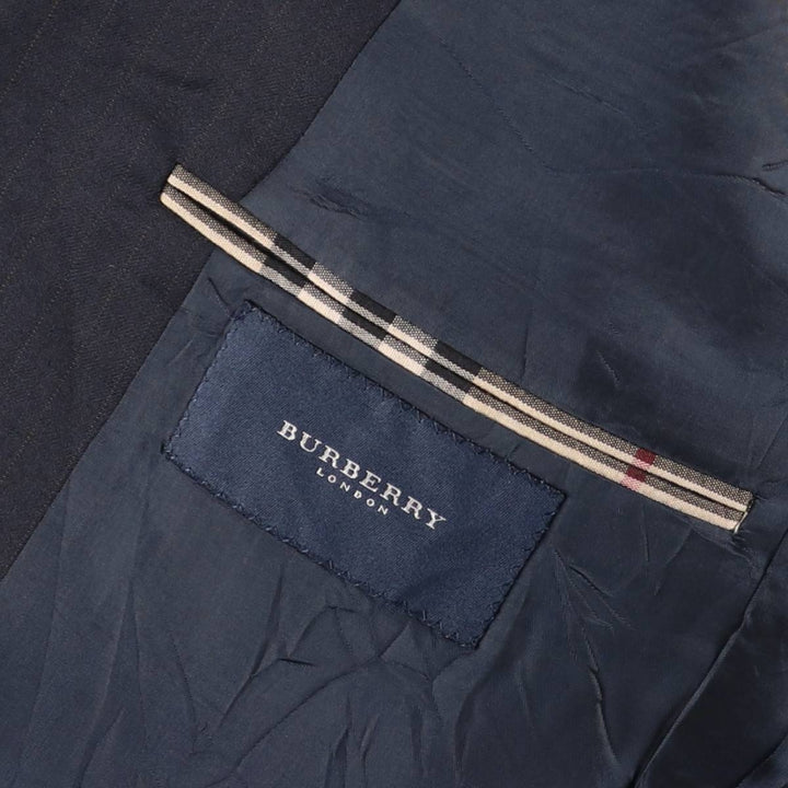 Burberry's BURBERRY LONDON Stripe Pattern Wool Tailored Jacket, Made in USA, Men's Size M (approx.) wool navy blue type Vintage Second Hand