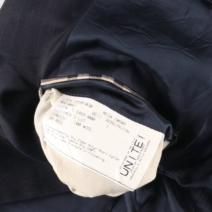 Burberry's BURBERRY LONDON Stripe Pattern Wool Tailored Jacket, Made in USA, Men's Size M (approx.) wool navy blue type Vintage Second Hand