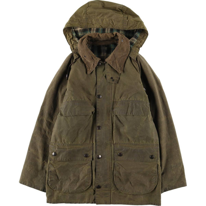 1980'S Barbour Bedale 2-Warrant Hooded Waxed Cotton Oiled Jacket, Made in England, Men's Size XS (Equivalent), Vintage unclear Khaki type Vintage Second Hand