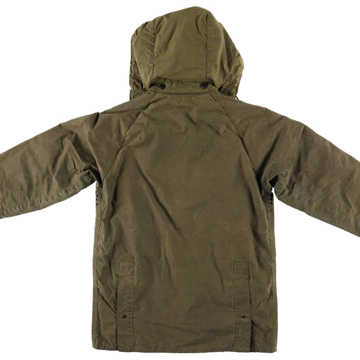 1980'S Barbour Bedale 2-Warrant Hooded Waxed Cotton Oiled Jacket, Made in England, Men's Size XS (Equivalent), Vintage unclear Khaki type Vintage Second Hand