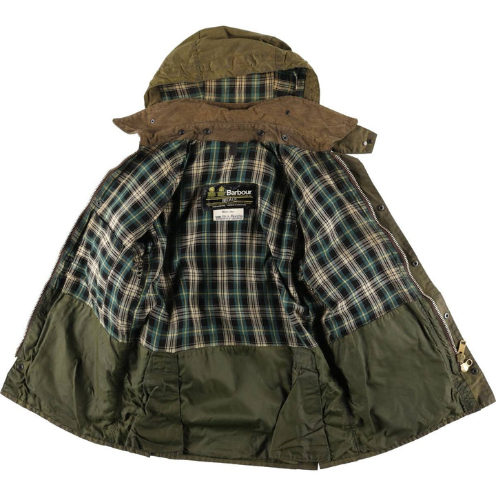 1980'S Barbour Bedale 2-Warrant Hooded Waxed Cotton Oiled Jacket, Made in England, Men's Size XS (Equivalent), Vintage unclear Khaki type Vintage Second Hand