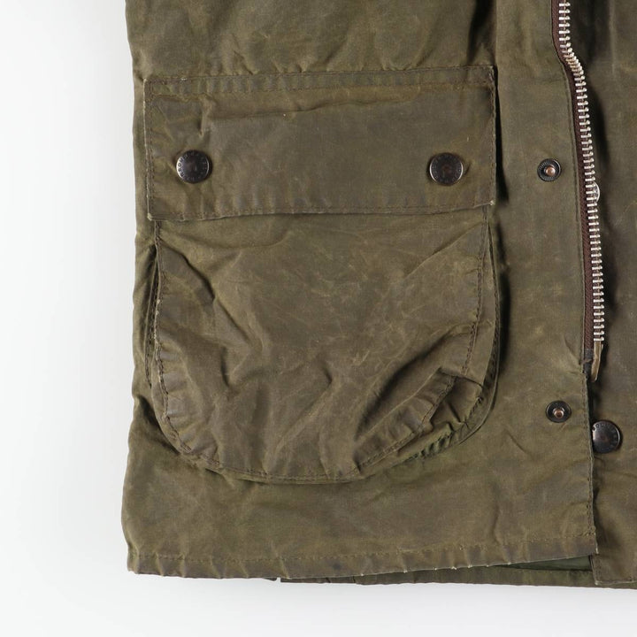 1980'S Barbour Bedale 2-Warrant Hooded Waxed Cotton Oiled Jacket, Made in England, Men's Size XS (Equivalent), Vintage unclear Khaki type Vintage Second Hand