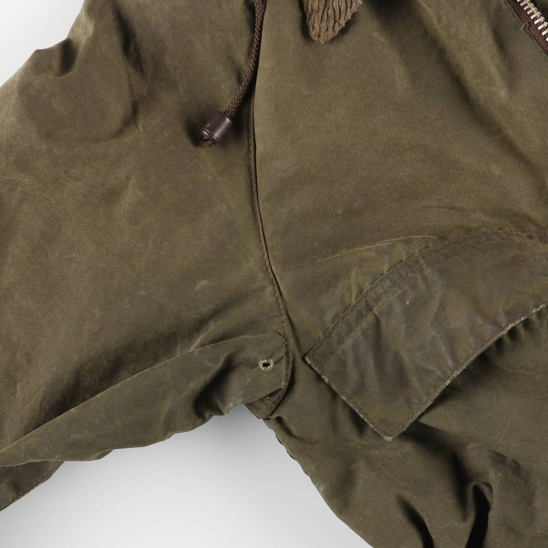1980'S Barbour Bedale 2-Warrant Hooded Waxed Cotton Oiled Jacket, Made in England, Men's Size XS (Equivalent), Vintage unclear Khaki type Vintage Second Hand