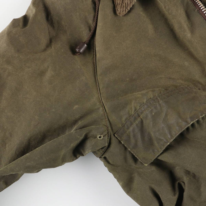 1980'S Barbour Bedale 2-Warrant Hooded Waxed Cotton Oiled Jacket, Made in England, Men's Size XS (Equivalent), Vintage unclear Khaki type Vintage Second Hand