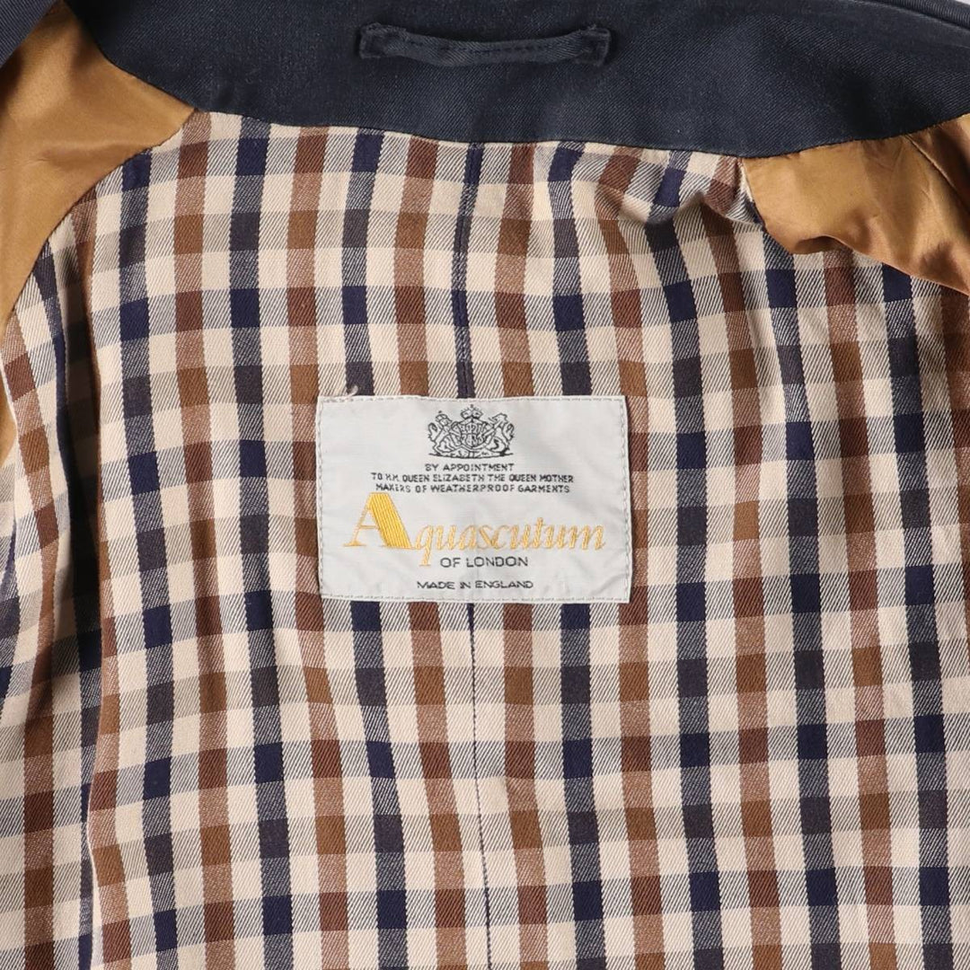 Aquascutum Balmacaan Coat (Stand Collar Coat), Made in England, Men's Size XL (approx.) unclear navy blue type Vintage Second Hand