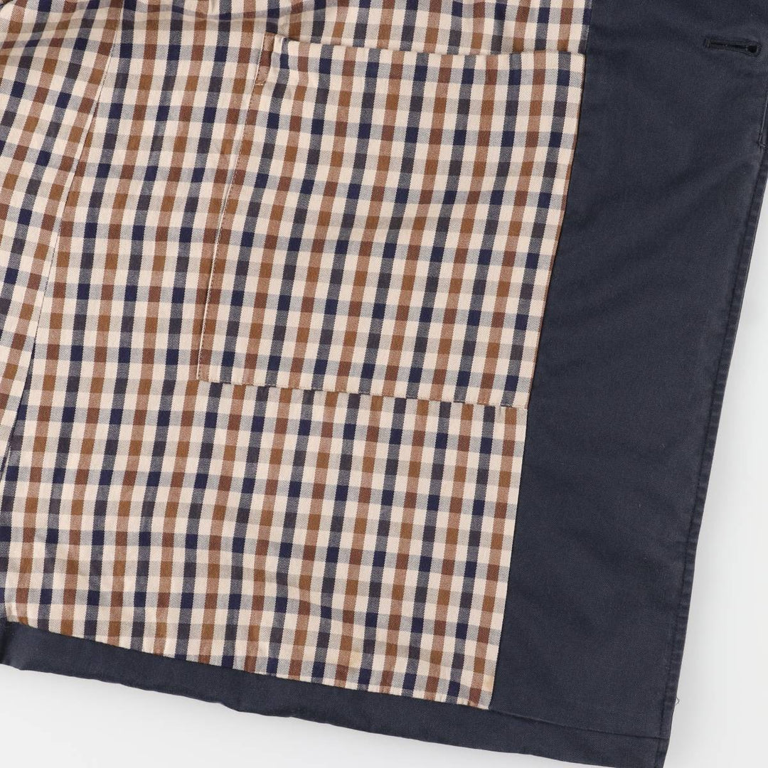 Aquascutum Balmacaan Coat (Stand Collar Coat), Made in England, Men's Size XL (approx.) unclear navy blue type Vintage Second Hand