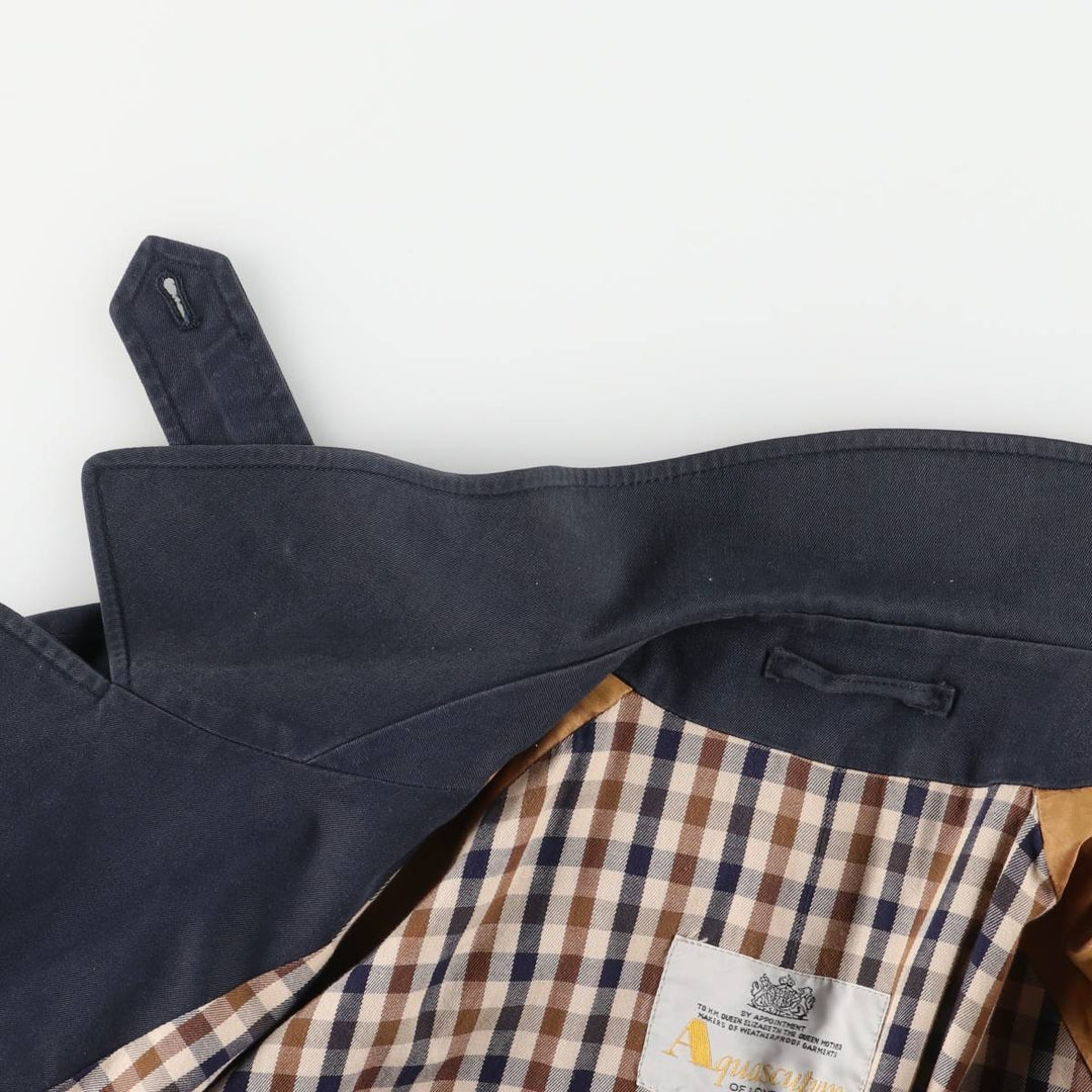 Aquascutum Balmacaan Coat (Stand Collar Coat), Made in England, Men's Size XL (approx.) unclear navy blue type Vintage Second Hand