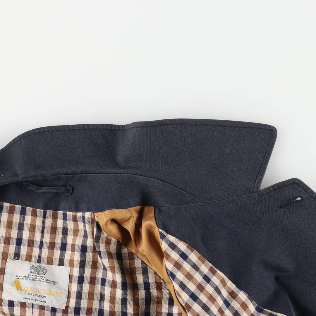 Aquascutum Balmacaan Coat (Stand Collar Coat), Made in England, Men's Size XL (approx.) unclear navy blue type Vintage Second Hand