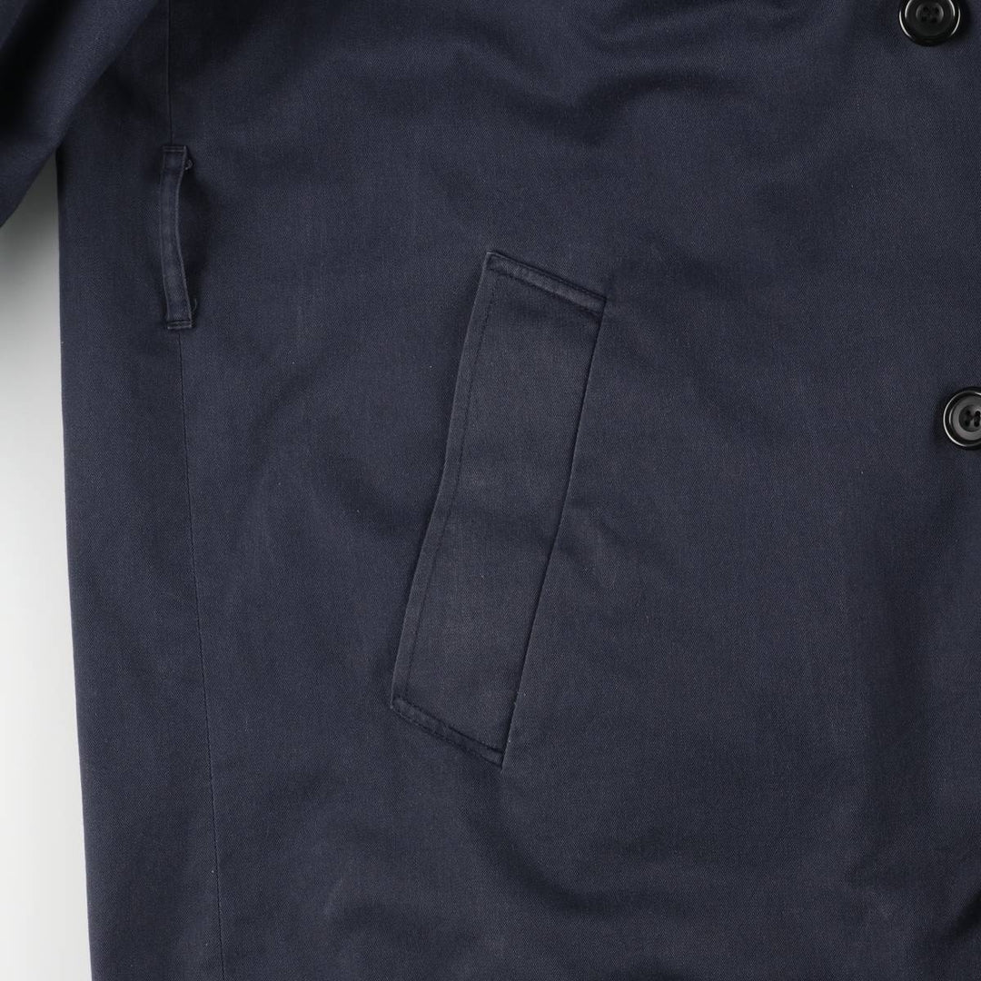 Aquascutum Balmacaan Coat (Stand Collar Coat), Made in England, Men's Size XL (approx.) unclear navy blue type Vintage Second Hand