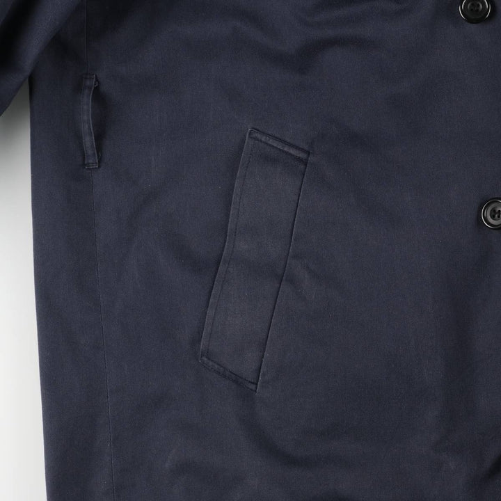 Aquascutum Balmacaan Coat (Stand Collar Coat), Made in England, Men's Size XL (approx.) unclear navy blue type Vintage Second Hand
