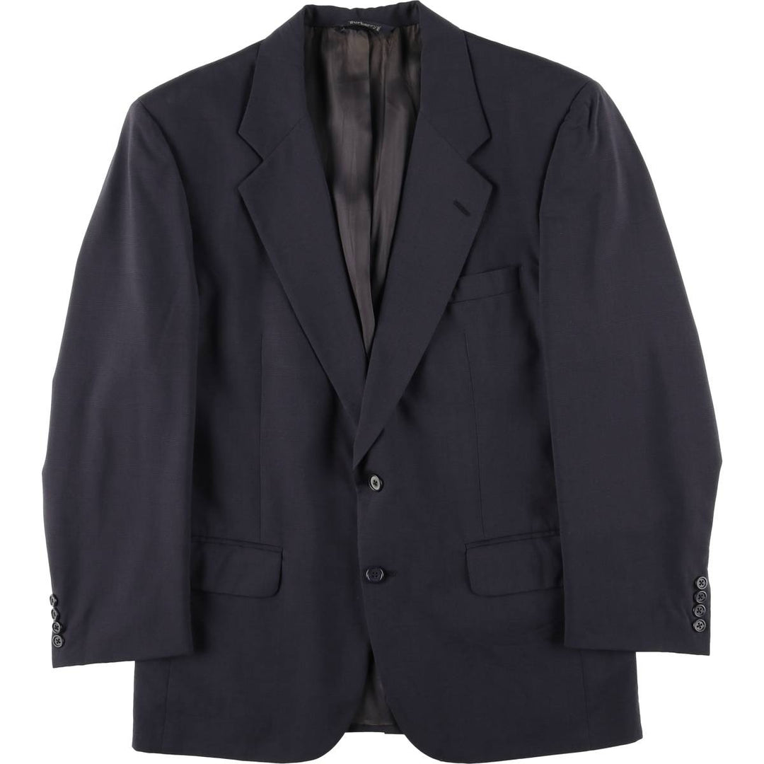 Burberry's Check Pattern Wool Tailored Jacket, Made in USA, Men's Size Medium wool navy blue type Vintage Second Hand
