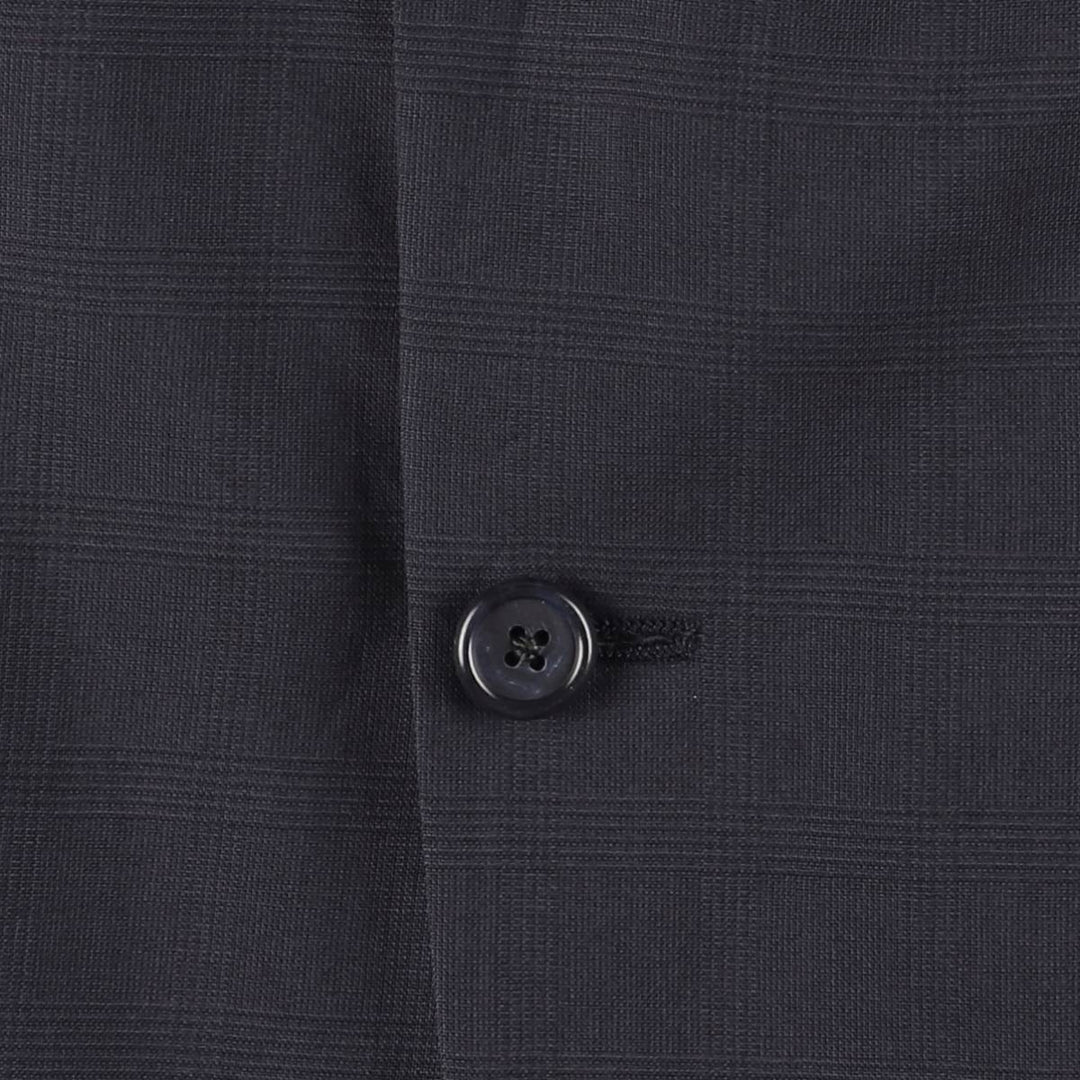 Burberry's Check Pattern Wool Tailored Jacket, Made in USA, Men's Size Medium wool navy blue type Vintage Second Hand