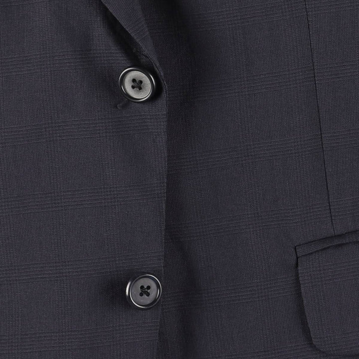 Burberry's Check Pattern Wool Tailored Jacket, Made in USA, Men's Size Medium wool navy blue type Vintage Second Hand