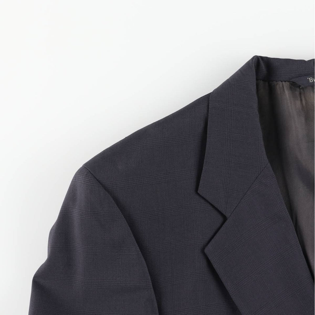 Burberry's Check Pattern Wool Tailored Jacket, Made in USA, Men's Size Medium wool navy blue type Vintage Second Hand