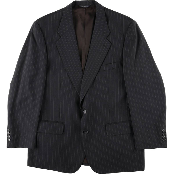 Burberry's Striped Wool Tailored Jacket, Made in USA, Men's Size Medium wool black type Vintage Second Hand