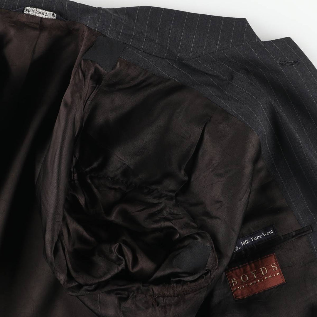 Burberry's Striped Wool Tailored Jacket, Made in USA, Men's Size Medium wool black type Vintage Second Hand