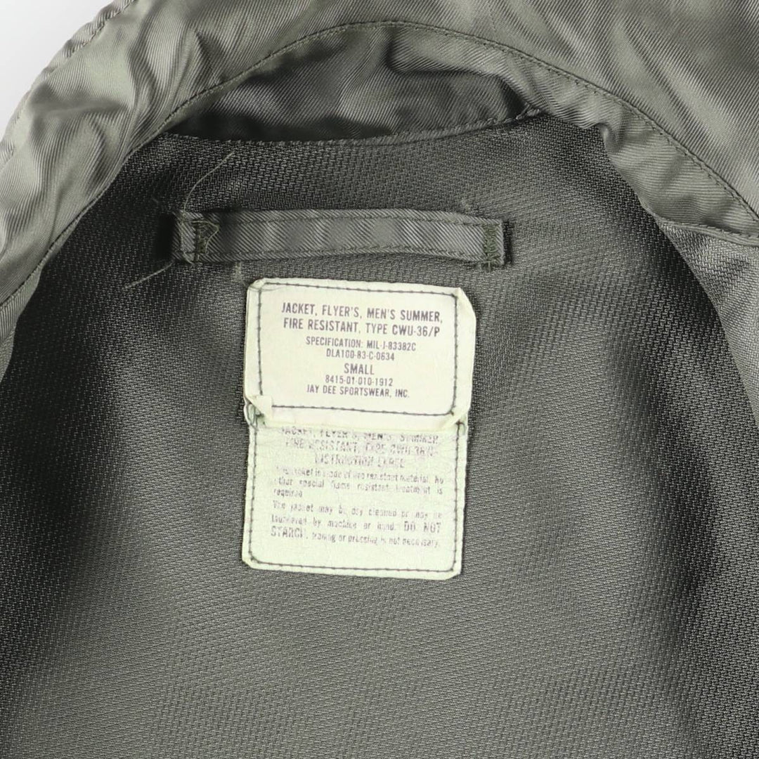 1980'S US Military Flight Jacket, Made in USA, Small, Men's Size S unclear Khaki type Vintage Second Hand