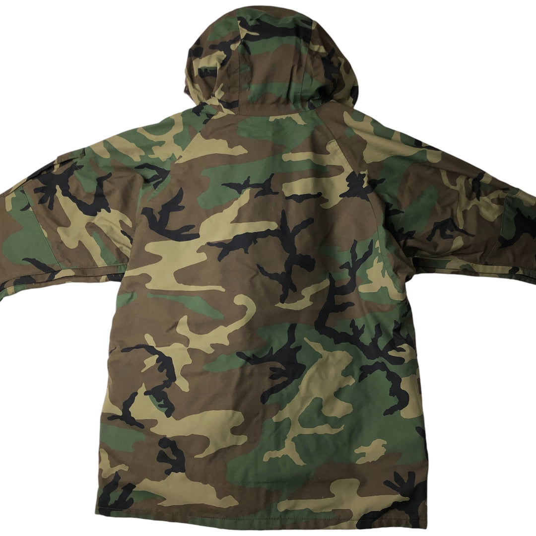Authentic 1990'S US Military Camouflage Pattern Woodland Camo ECWCS 1st Gen Late Model Military Gore-Tex Parka, Made in USA, Medium-Regular Nylon Khaki type Vintage Second Hand