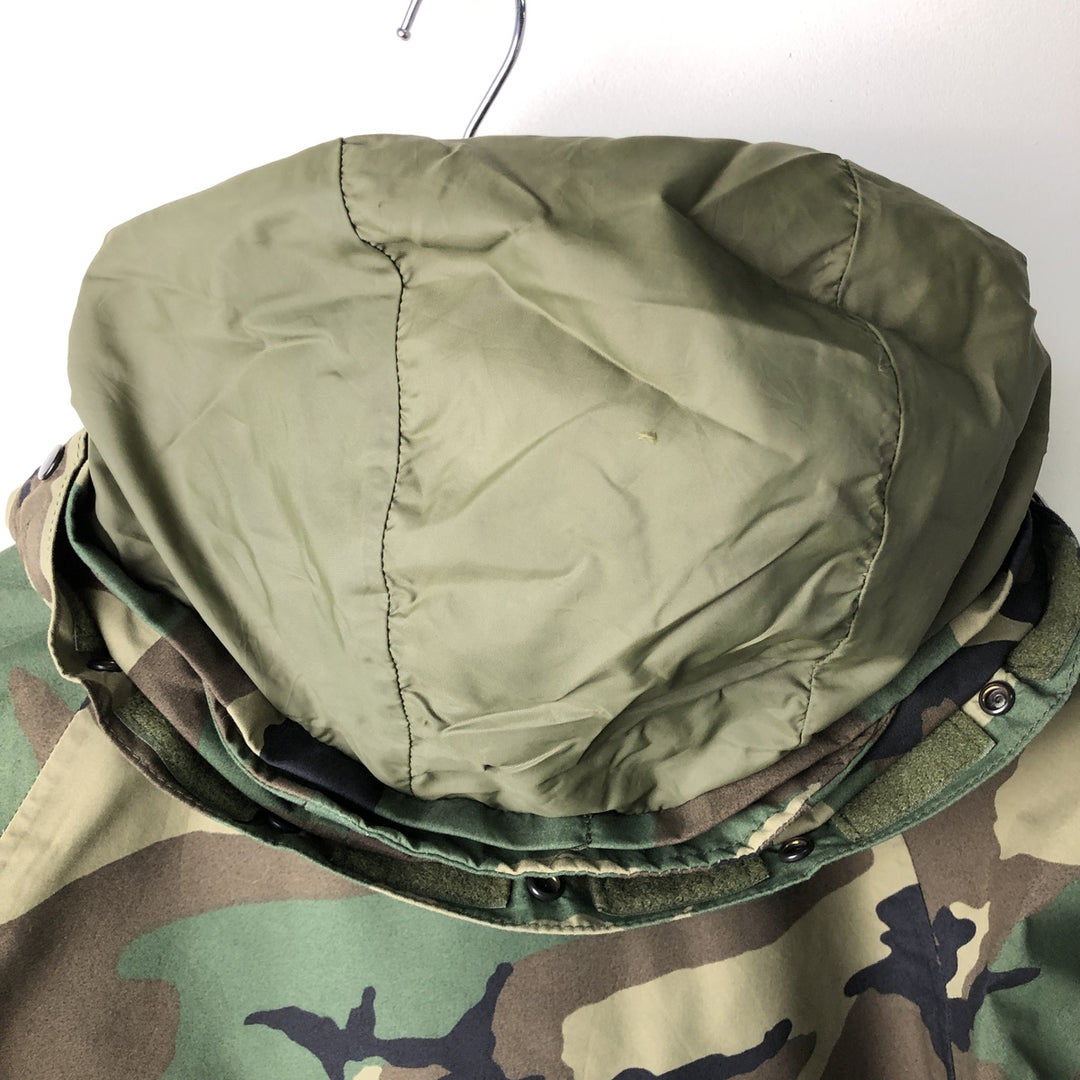 Authentic 1990'S US Military Camouflage Pattern Woodland Camo ECWCS 1st Gen Late Model Military Gore-Tex Parka, Made in USA, Medium-Regular Nylon Khaki type Vintage Second Hand