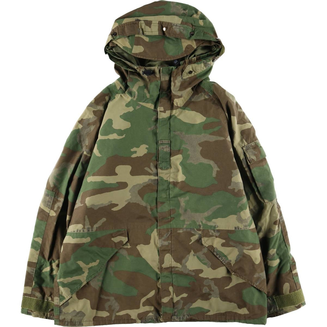 Authentic 1990'S US Military ECWCS 1st Gen Camouflage Woodland Camo Military Gore-Tex Parka, Large Regular, Men's Size L Nylon Khaki type Vintage Second Hand