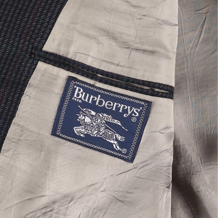 Burberry's Check Pattern Tailored Jacket, Made in USA, Men's Size L (approx.) unclear navy blue type Vintage Second Hand