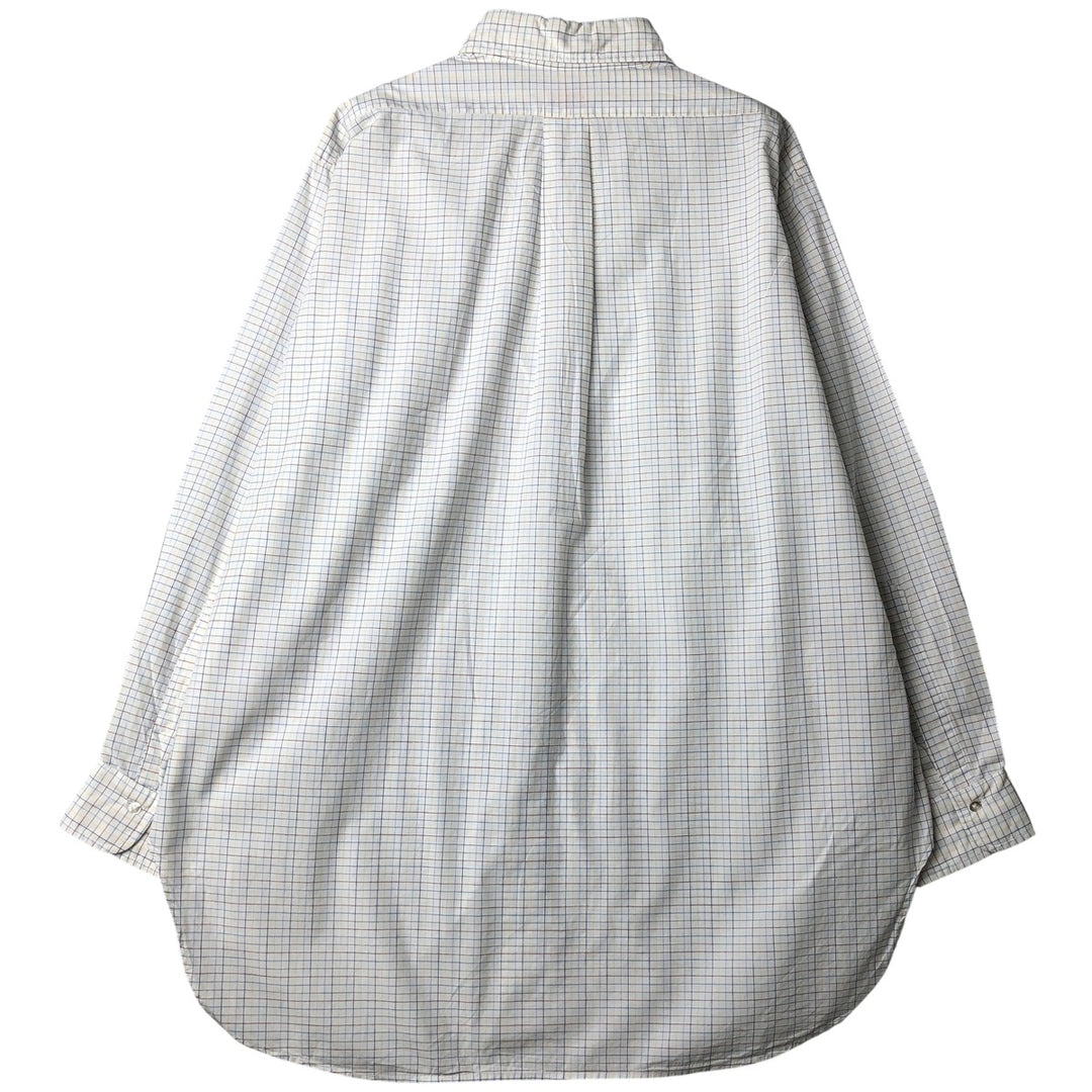 ~1970'S Brooks Brothers MAKERS 6-button long-sleeve button-down check shirt, men's size XL equivalent, vintage. cotton white type Vintage Second Hand