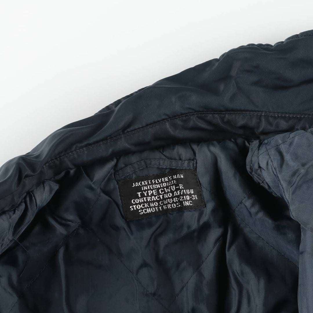 Civilian SCHOTT CWU-R Type Padded Military Flight Jacket, Men's Size Medium unclear navy blue type Vintage Second Hand