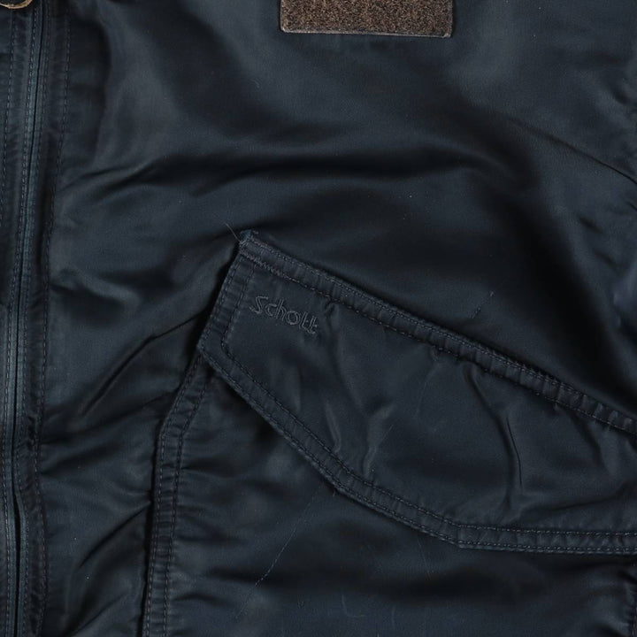 Civilian SCHOTT CWU-R Type Padded Military Flight Jacket, Men's Size Medium unclear navy blue type Vintage Second Hand