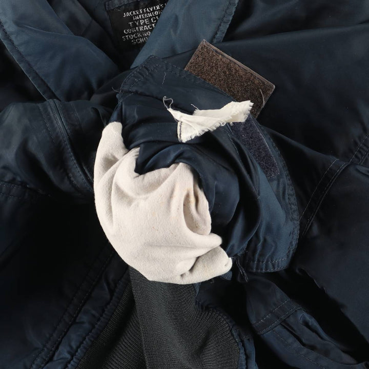 Civilian SCHOTT CWU-R Type Padded Military Flight Jacket, Men's Size Medium unclear navy blue type Vintage Second Hand