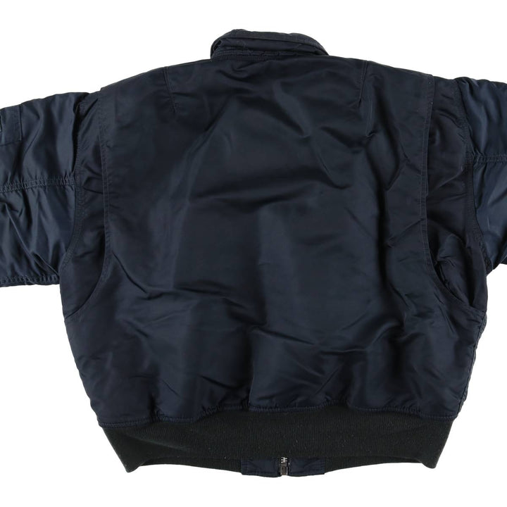 Civilian SCHOTT CWU-R padded military flight jacket, men's size small Nylon navy blue type Vintage Second Hand